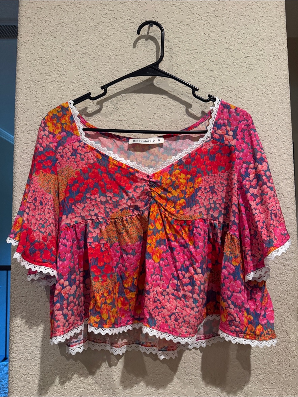 Floral Lace-Trim Top